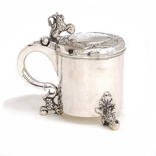 Niels Pedersen, 1699-1713, Aarhus, Denmark: A baroque silver mug. Dated 1711. H: 
16,5cm. W: 619gr