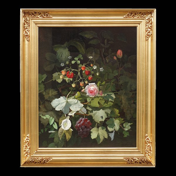 O. D. Ottesen, Denmark, 1816-92: Large stilleben. Oil on plate. Signed and dated 
1860. Visible size: 64x52cm. With frame: 81x73cm