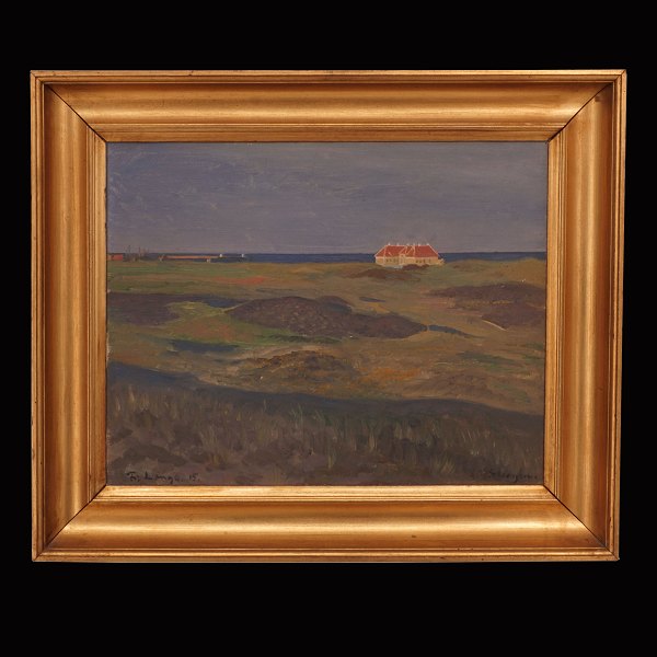 Frederik Lange, 1871-1941, Öl auf Leinen: Klitgården in Skagen. Lichtmasse: 
32x40cm. Mit Rahmen: 45x53cm