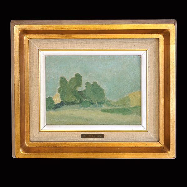 Harald Giersing, 1881-1927, Öl auf Platte: Landschaft mit Bäumen.
Lichtmasse: 16x22cm. Mit Rahmen: 34x40cm