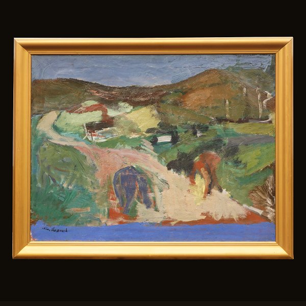 Niels Lergaard, 1893-1982, oil on canvas. Signed. Visible size: 75x94cm. With 
frame: 88x107cm