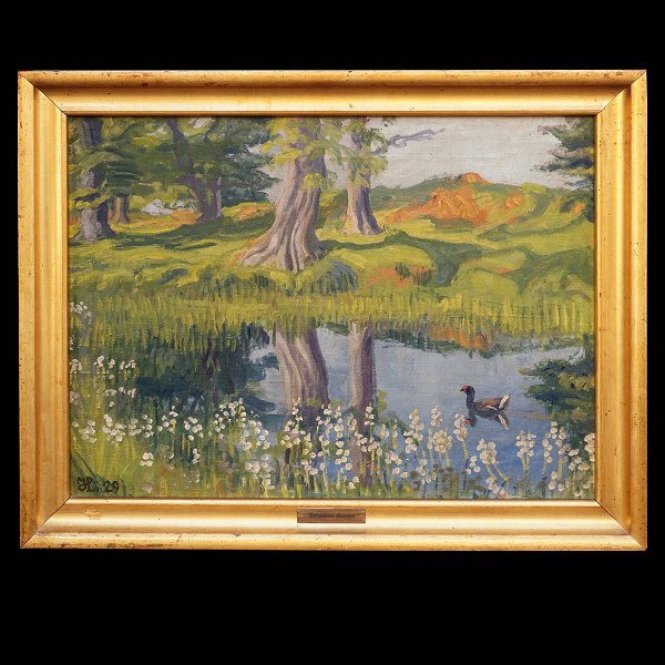 Johannes Larsen, 1867-1961, oil on canvas. Signed and dated 1929. Visible size: 
47x61cm. With frame: 57x71cm