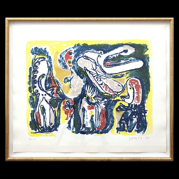 Asger Jorn, 1914-73  Litographie. "Sujet Romantique". 71/100. Signiert "Jorn 
53". Lichtmasse: 54x64cm. Mit Rahmen: 61x72cm