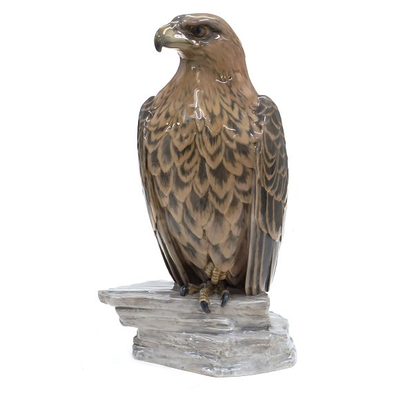 Dahl-Jensen for B&G Copenhagen: Large golden eagle, porcelain. Signed. #1795. H: 
49cm