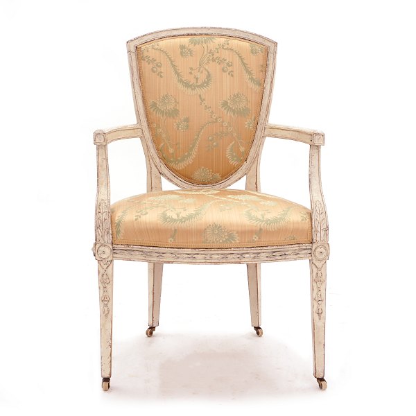 A Danish late 18th century armchair in the manner of Lillies. Denmark circa 
1780-90. H: 94cm. H S: 47cm. W: 60cm. D: 50cm