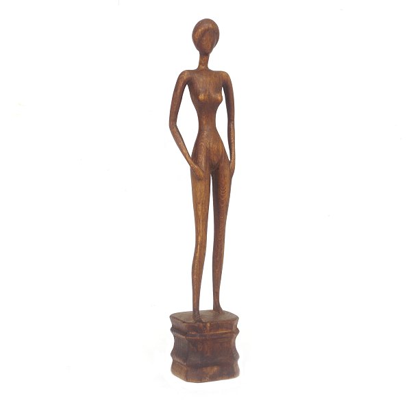 Grosse Holzfigur von Otto Pedersen, Odense, 1902-95. Signiert. H: 42cm