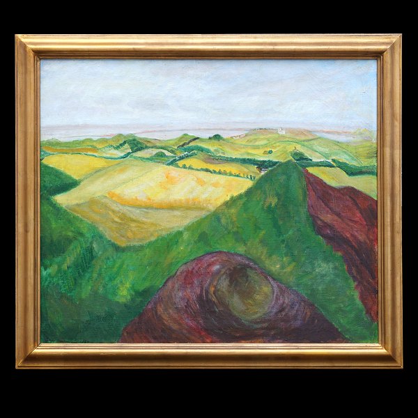 Jens Søndergaard, 1895-1957, Öl auf Leinen. Signiert. Landschaft, Thy, um 1923. 
Lichtmasse: 66x79cm. Mit Rahmen: 78x91cm