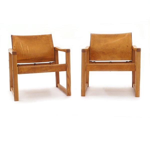 Pair of lounge chairs "DIANA" by Karin Möbring for IKEA 1977. H: 70cm. W: 63cm. 
D: 63cm