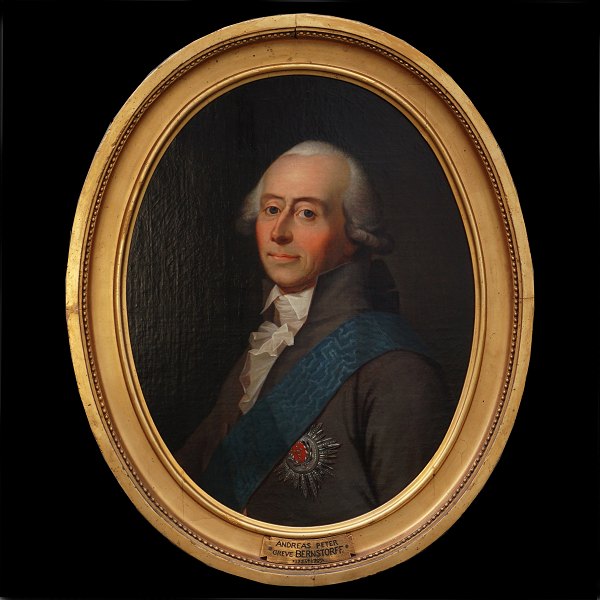 Jens Juel portræt. Jens Juel, 1745-1802, olie på lærred. Portræt forestillende 
udenrigs- og statsminister Andreas Peter greve Bernstorff, 1735-97.