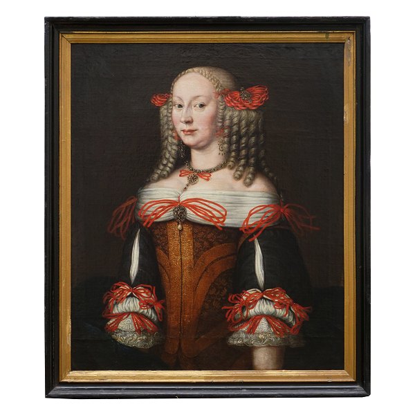 Portrait of a lady. Circa 1700. Visible size: 80x66cm. With frame: 92x78cm