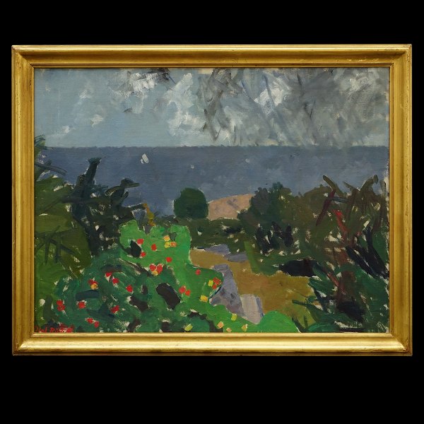 Olaf Rude, 1886-1957, Öl auf Leinen. Landschaft. Signiert Olaf Rude. Lichtmasse: 
67x91cm. Mit Rahmen: 78x102cm