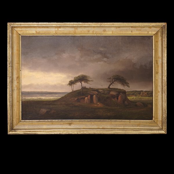 Joachim Ferdinand Richardt, 1819-95, Danish/American, oil on canvas. Landscape, 
Denmark, with bad weather coming up. Signed and dated 1868. Visible size: 
39x60cm. With frame: 50x71cm