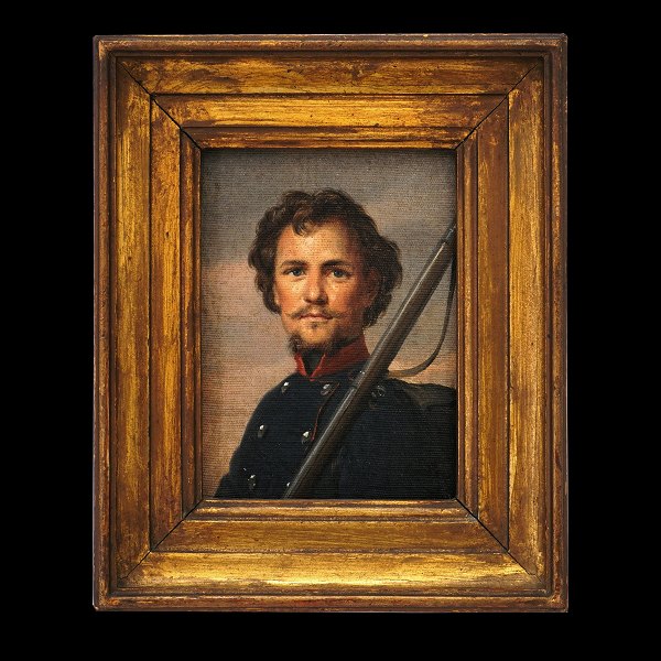 Portrait of a Danish soldier circa 1848. Visible size: 17x13cm. With frame: 
27x23cm