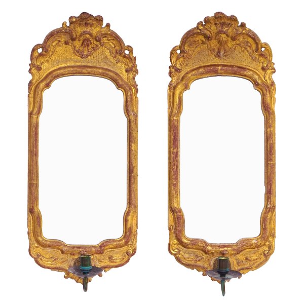 Ein Paar schwedische Rokoko Lampetspiegel. Wahrsch. Stockholm um 1760. Masse: 
60x24,5cm