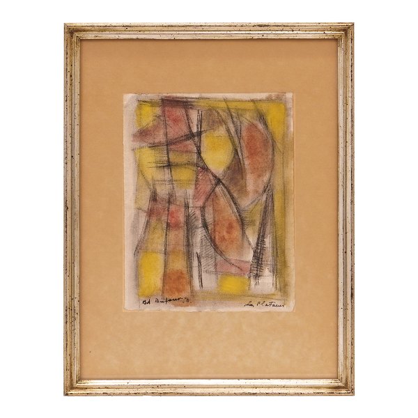 Bernard Dufour, 1922-2016, Komposition, mixed media auf Papier. Signiert und 
datiert 1950. Lichtmasse: 17x13cm. Mit Rahmen: 29x22cm