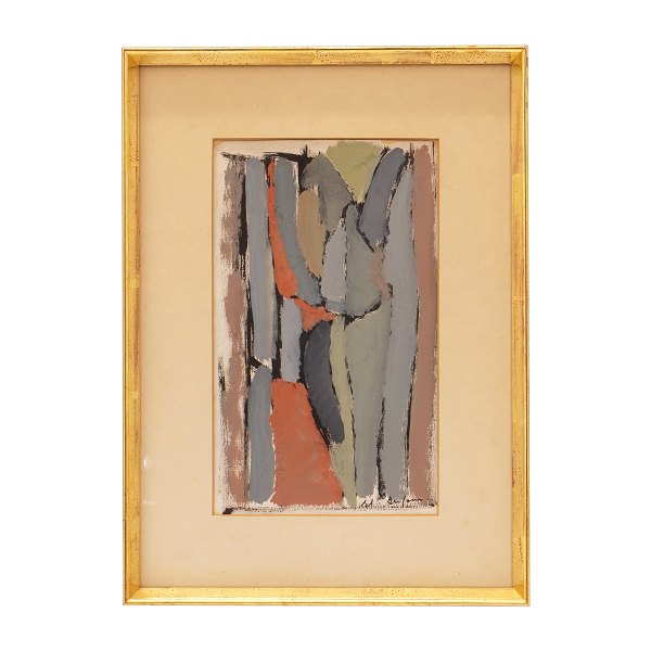 Bernard Dufour, 1922-2016, Komposition, mixed media auf Papier. Signiert. 
Lichtmasse: 23x14cm. Mit Rahmen: 35x25cm