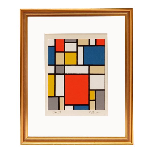 Franciska Clausen, 1899-1986, kolorierter Druck. Signiert. Lictmasse: 27x20cm. 
Mit Rahmen: 42x35cm