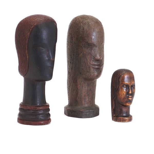 Sammlung an drei Holzskulpturen von Otto Pedersen. H: 13,5-28cm
