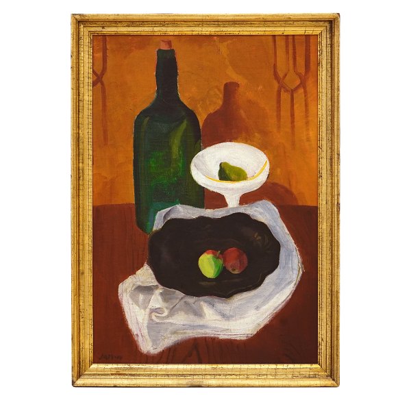 Jais Nielsen, 1885-1961, Öl auf Leinen. Stilleben. Signiert und datiert 1914. 
Lichtmasse: 70x47cm. Mit Rahmen: 79x56cm