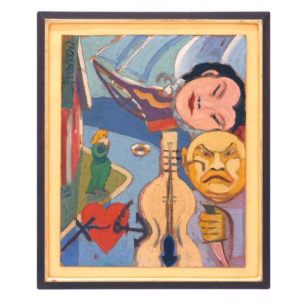 Henry Heerup, 1907-93, Öl auf Platte. Signiert Heerup. Lichtmasse: 50x41cm. Mit Rahmen: 62x51cm