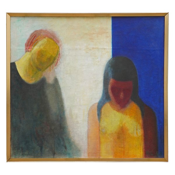 Niels Lergaard, 1893-1982, Öl auf Leinen. Doppeltporträt. Signiert und datiert 1943. Lichtmasse: 87x94cm. Mit Rahmen: 91x98cm