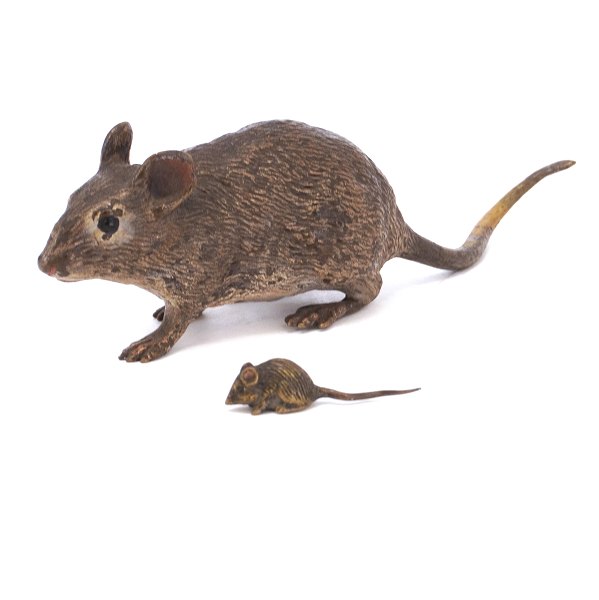 Wienerbronze in Form von zwei Maüsen. L: 11 bzw 3cm