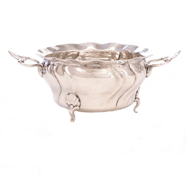 Dänische Zuckerschale aus Silber. I H Røschke, Kopenhagen, 1754-93, datiert 1754. H: 7,3cm. G: 259gr
